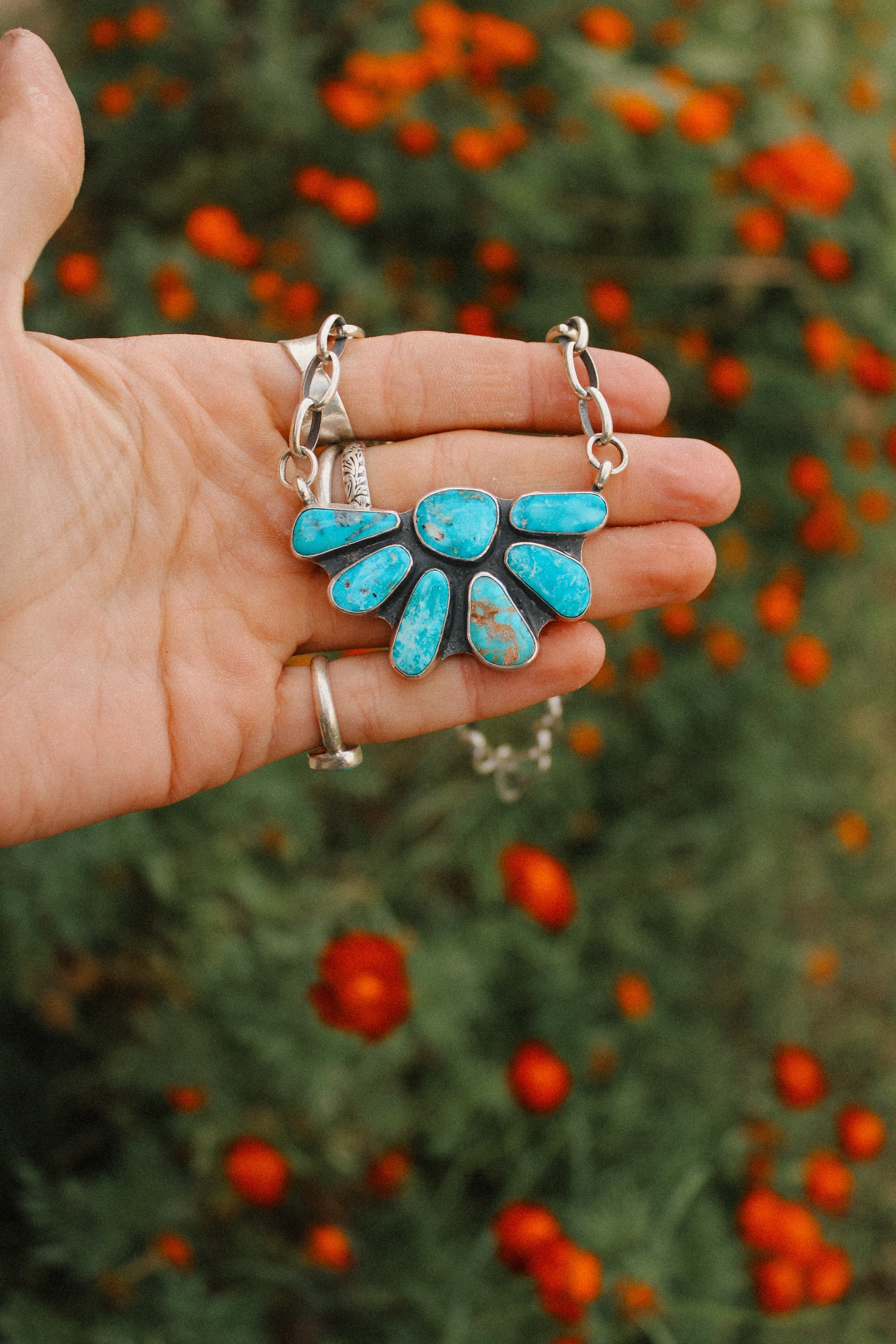 Turquoise Mountain Half Cluster Necklace
