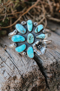 Turquoise Mountain Flower Cuff