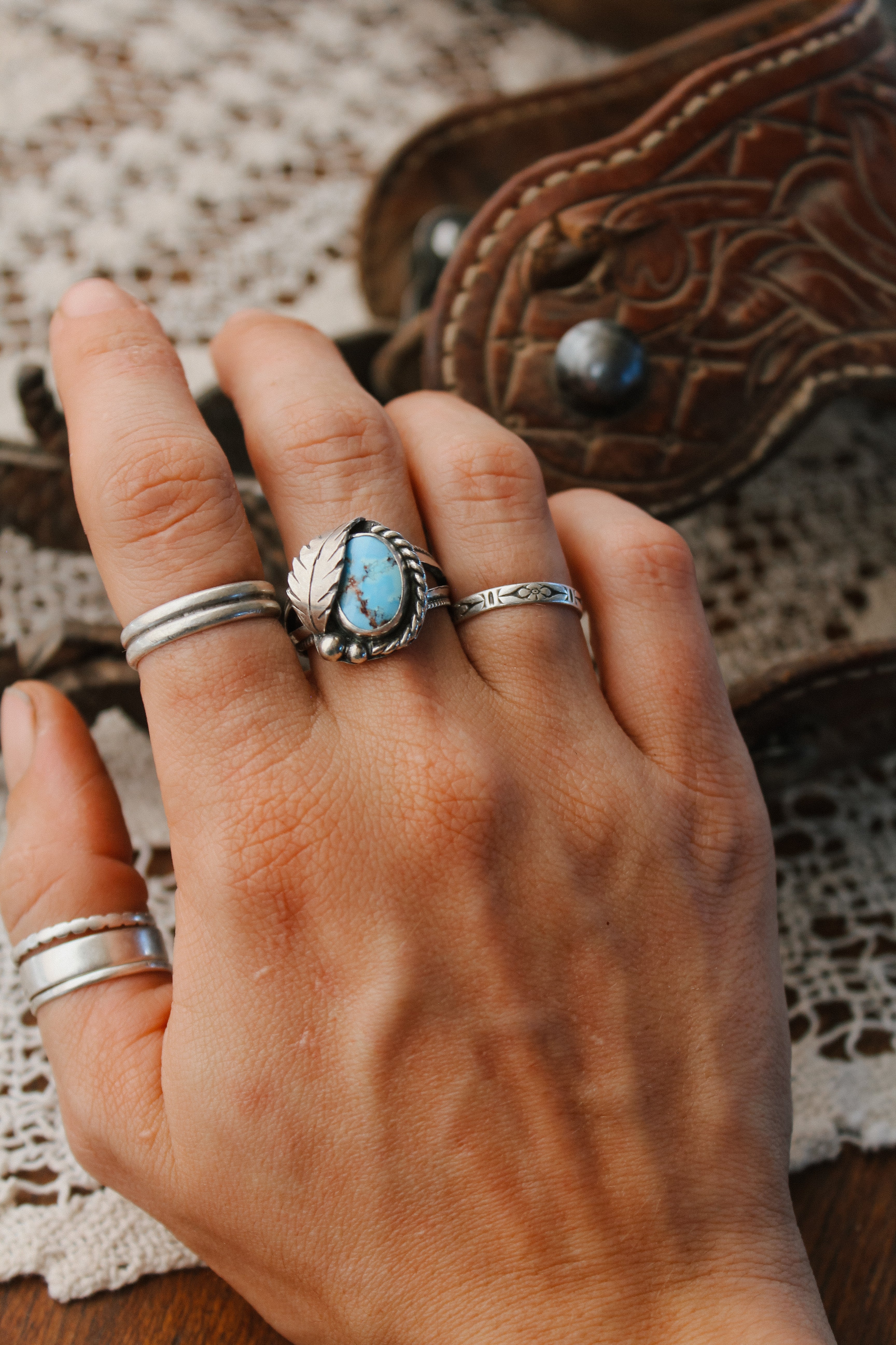 Golden Hills Feather Ring (Size 8)