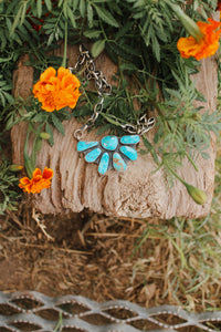 Turquoise Mountain Half Cluster Necklace