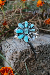 Turquoise Mountain Flower Cuff